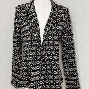 Philosophy Knit Blazer Jacket Black Ivory Geometric Pattern Medium NWT
